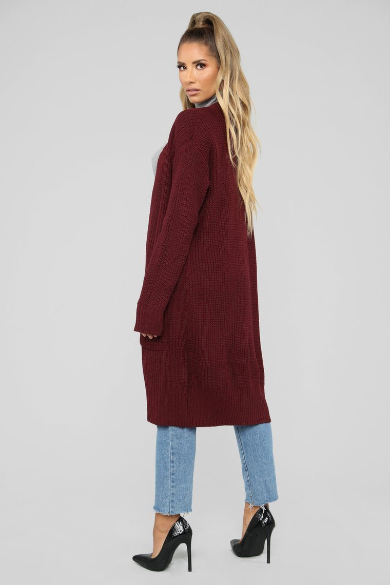 Can We Talk Cardigan - Burgundy