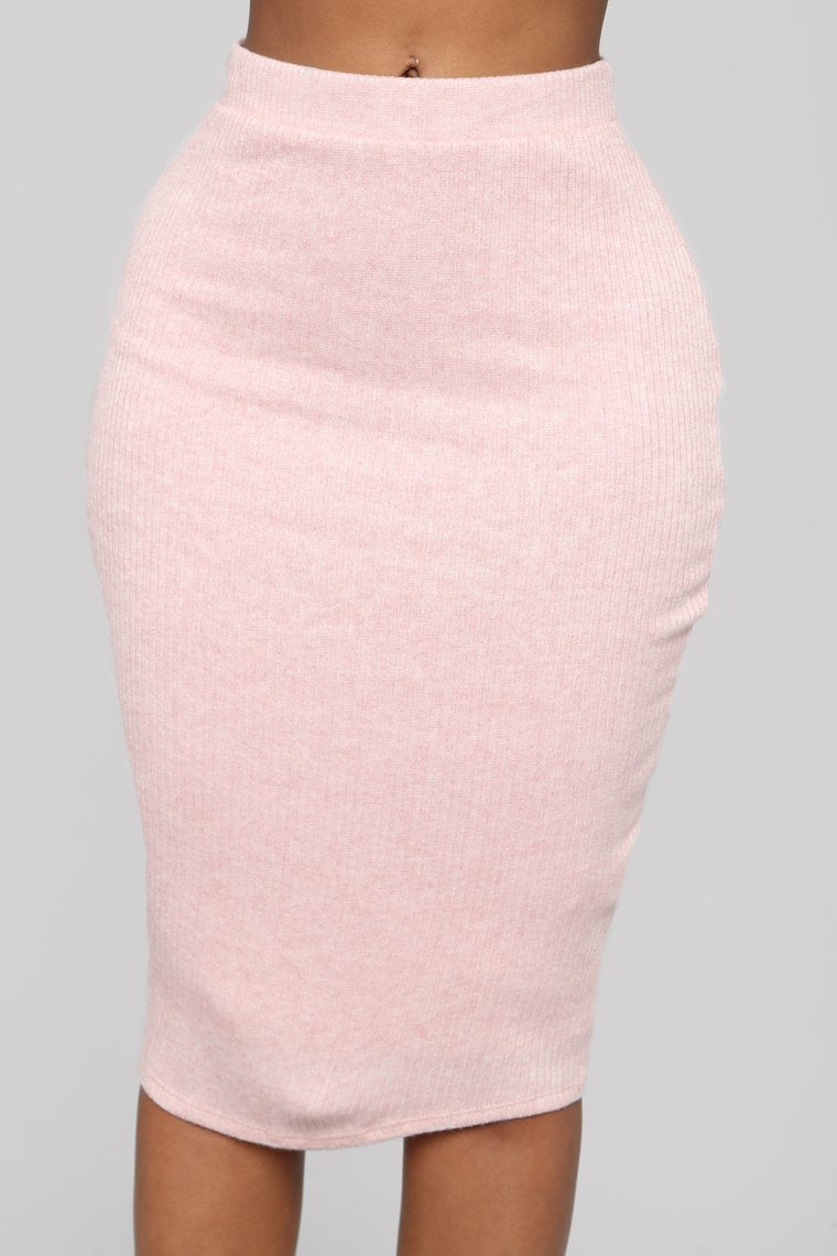 Out In The Cold Sweater Skirt Set - Blush