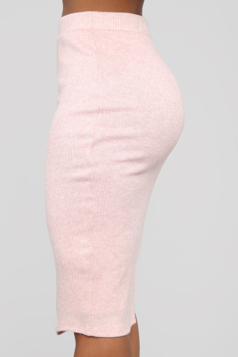 Out In The Cold Sweater Skirt Set - Blush