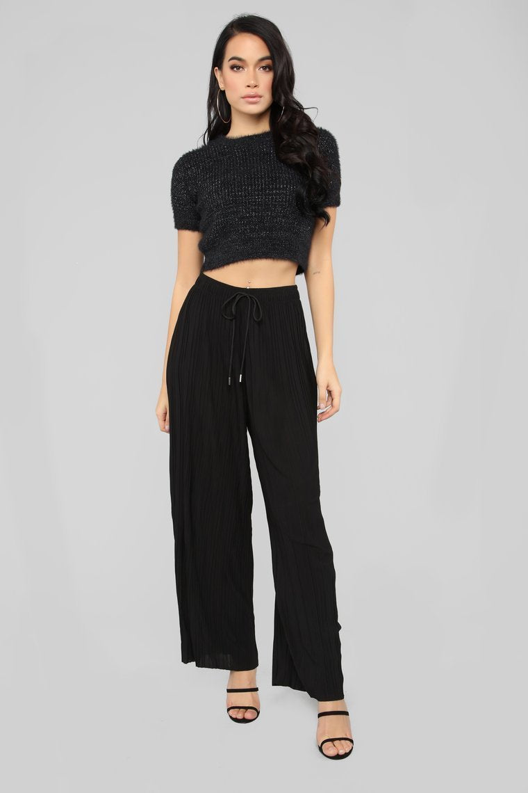 Pleating His Case Pants - Black