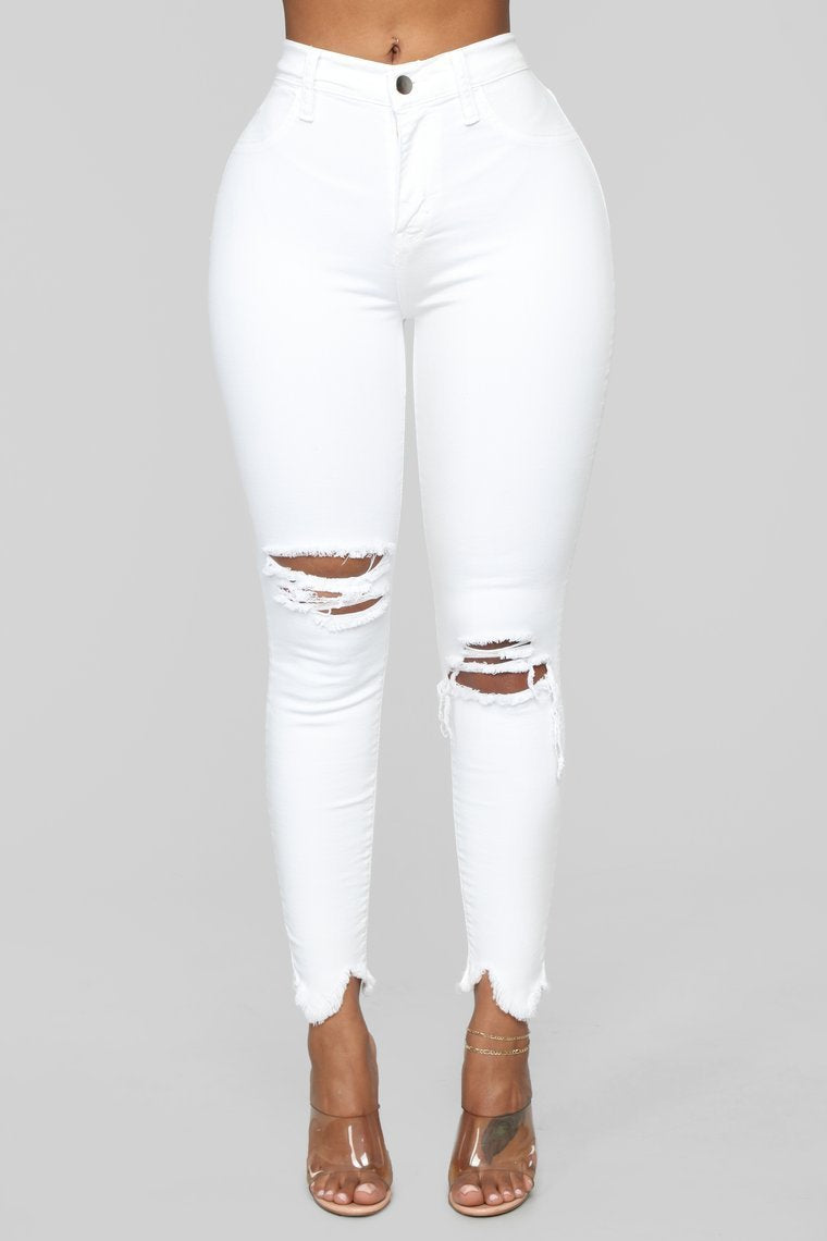 Jeans bien joués - Blanc