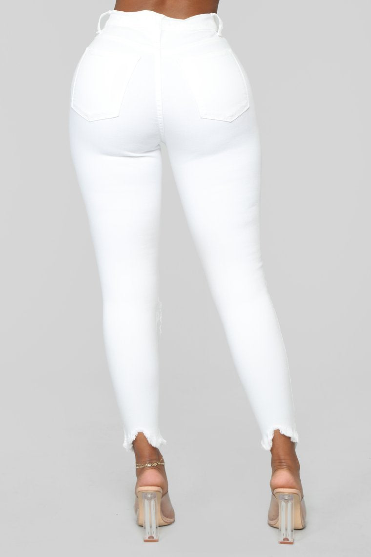 Jeans bien joués - Blanc