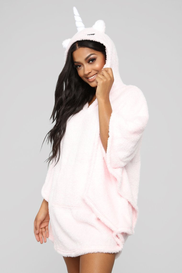 Sweat à capuche de sommeil licorne très rare - rose