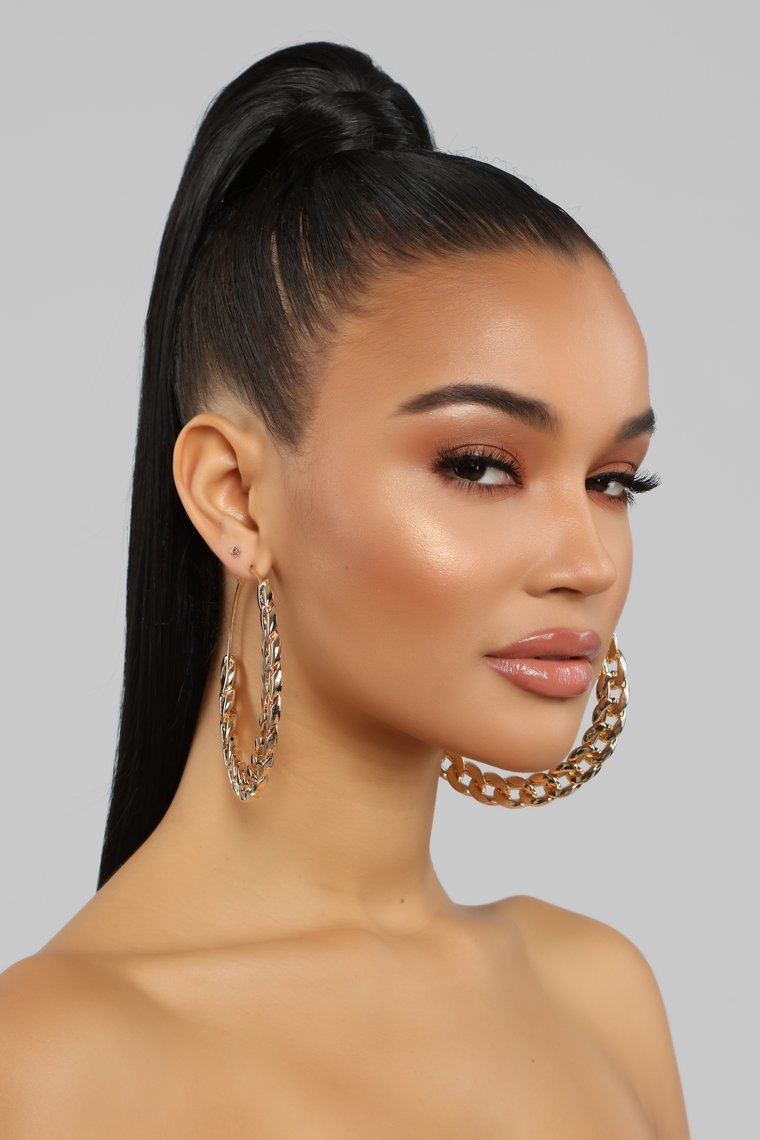Chained To You Hoop Earrings - Gold