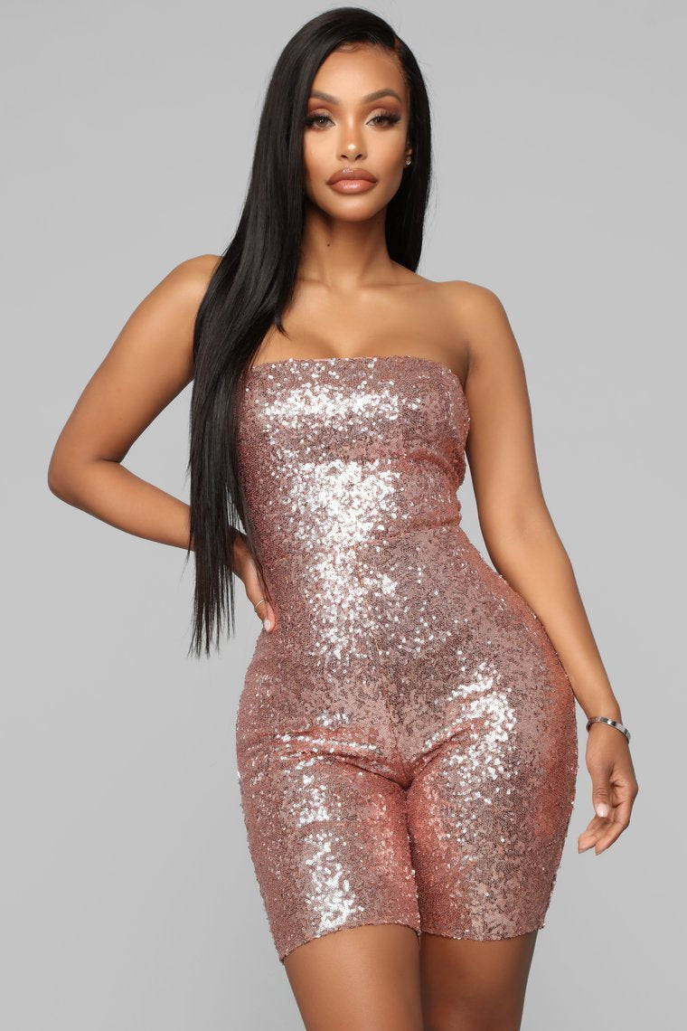 Barboteuse à sequins Light Em Up - Rose Gold