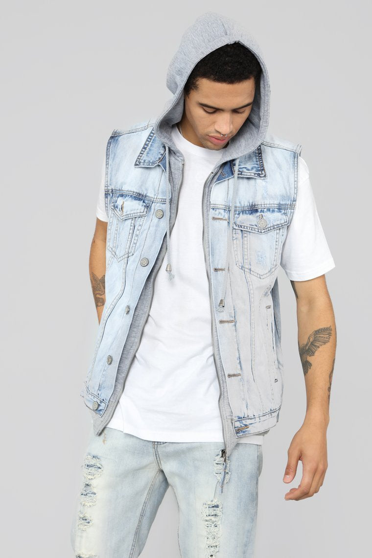 Harringford Denim Vest - Ice Blue