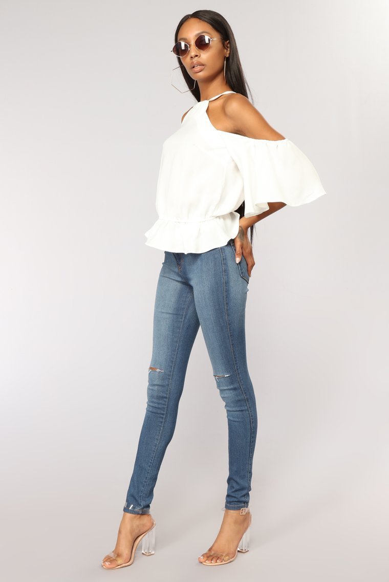 Like Always Cold Shoulder Top - Off White