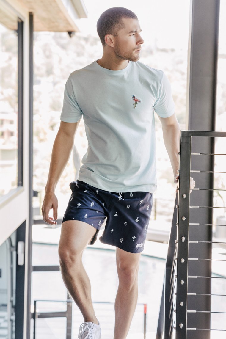 Flamingo Short Sleeve Tee - Bleu
