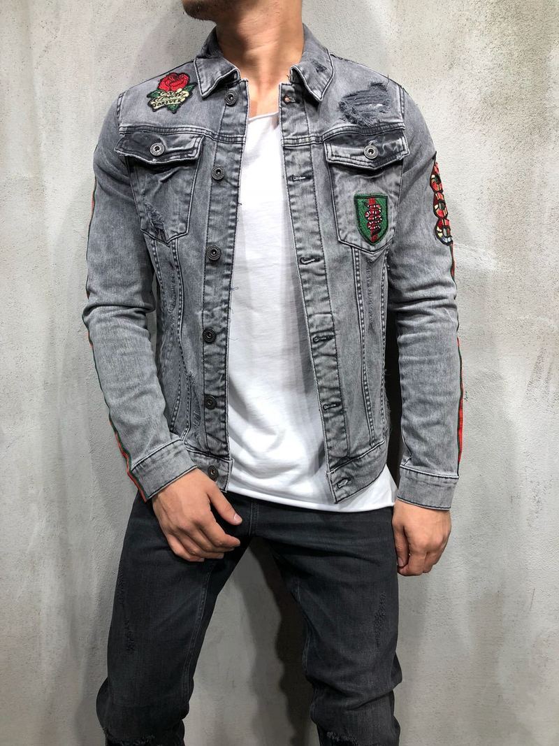 VESTE EN JEAN TRUCKER AVEC PATCH SERPENT 3930