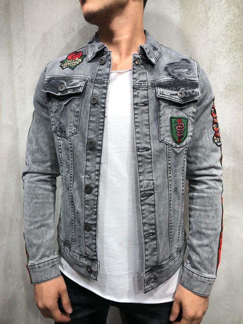 VESTE EN JEAN TRUCKER AVEC PATCH SERPENT 3930