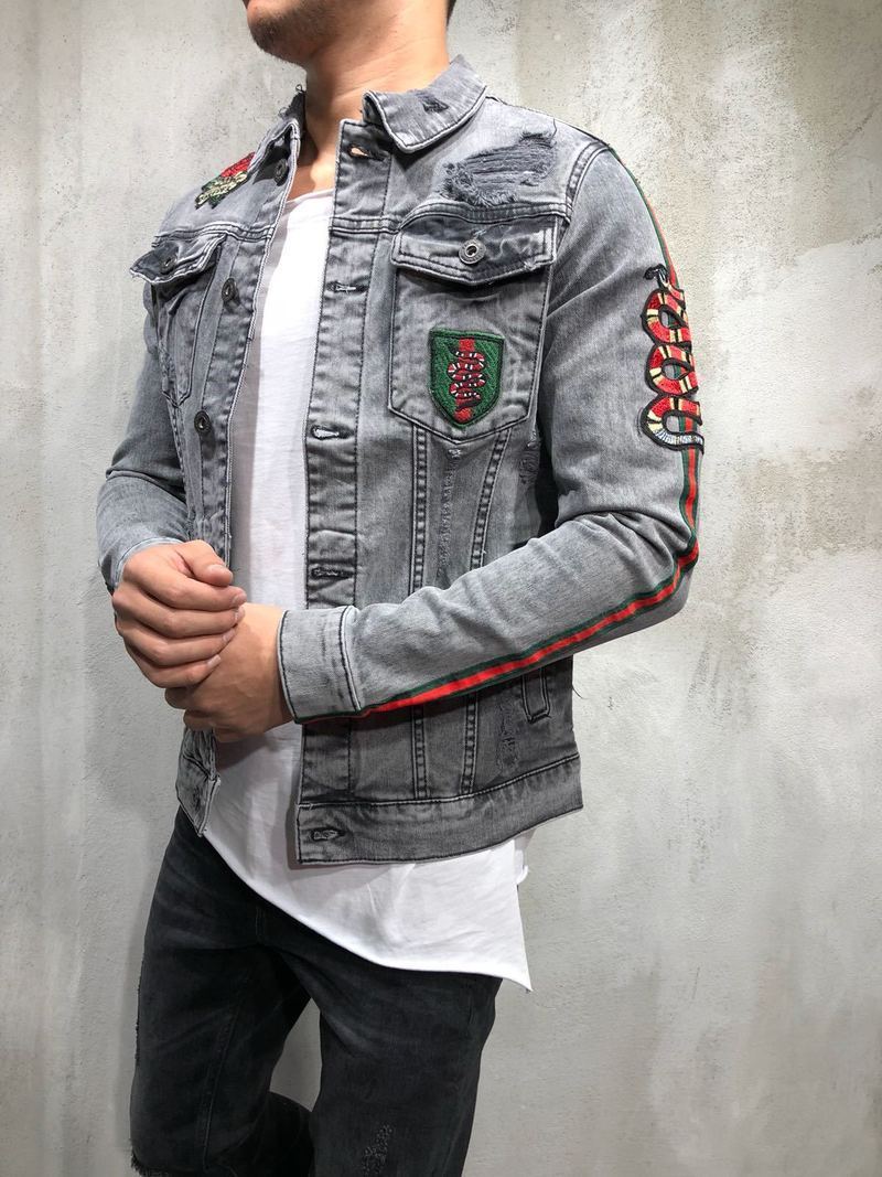 VESTE EN JEAN TRUCKER AVEC PATCH SERPENT 3930