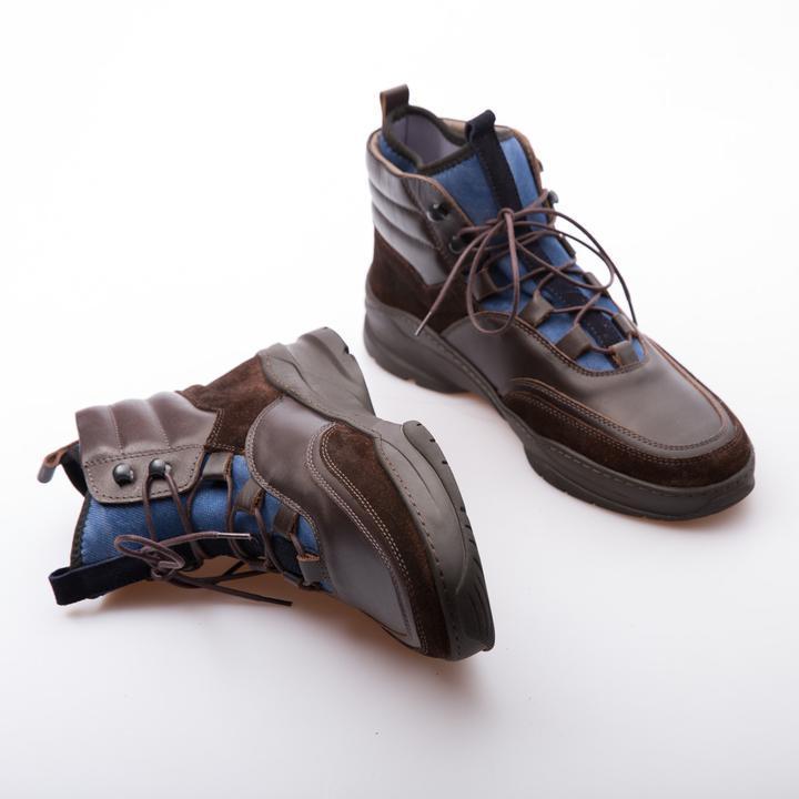 ELON - BROWN & BLUE - CALF LEATHER & NEOPRENE