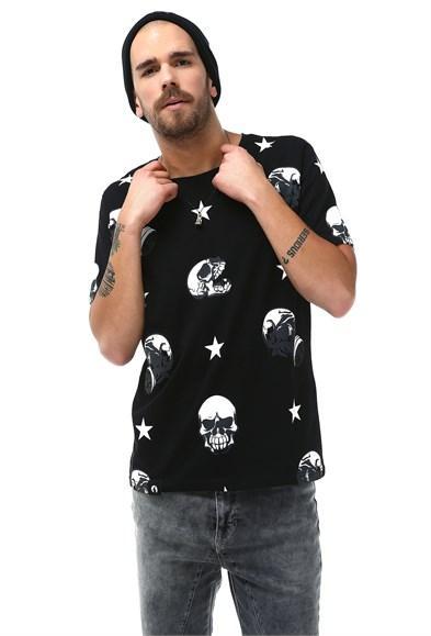Erkek Kuru Kafa Baskılı T-Shirt
