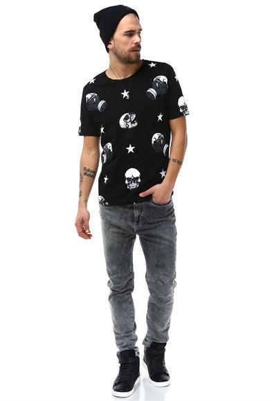 Erkek Kuru Kafa Baskılı T-Shirt