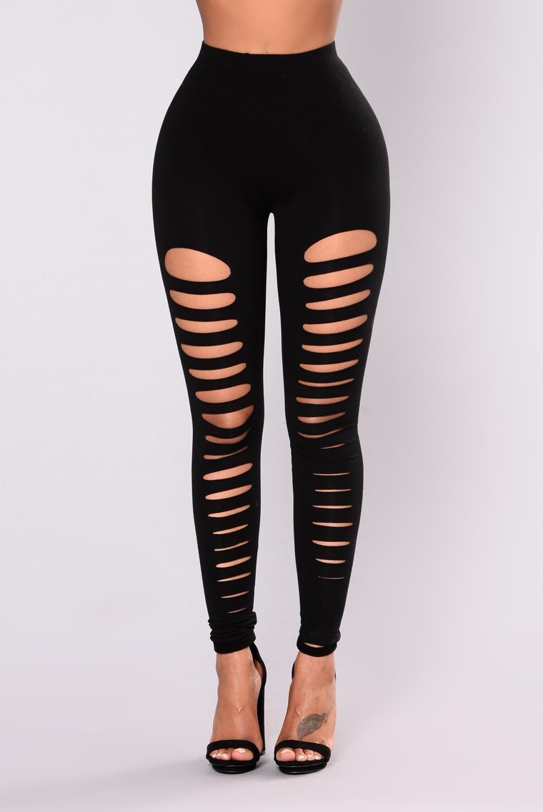 Carine Distressed Leggings - Black