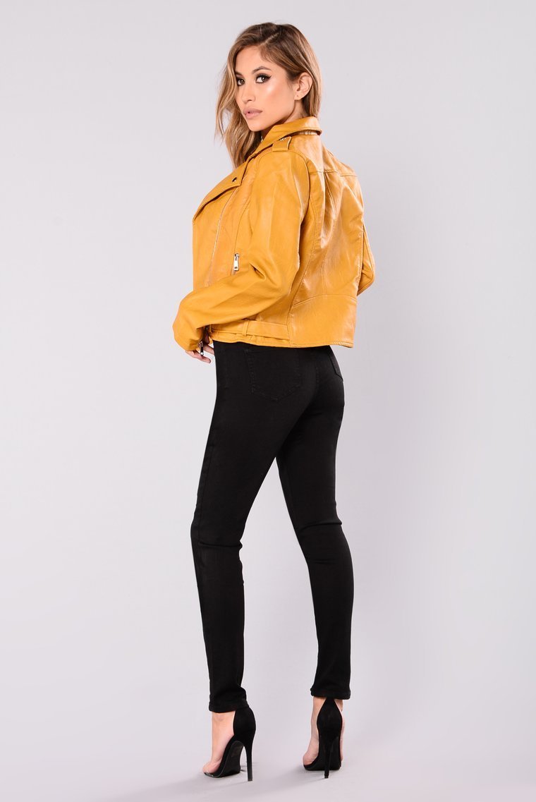Araxie Vegan Leather Jacket - Mustard