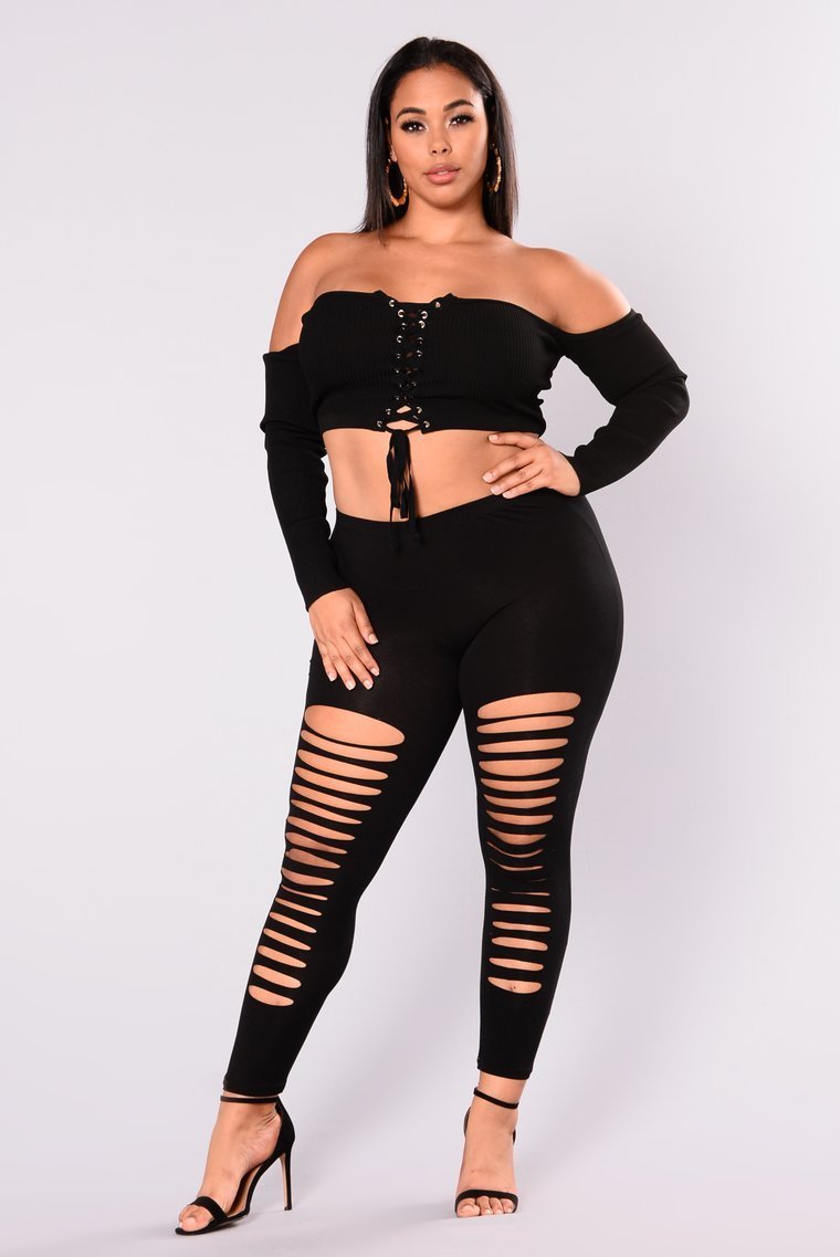 Carine Distressed Leggings - Black