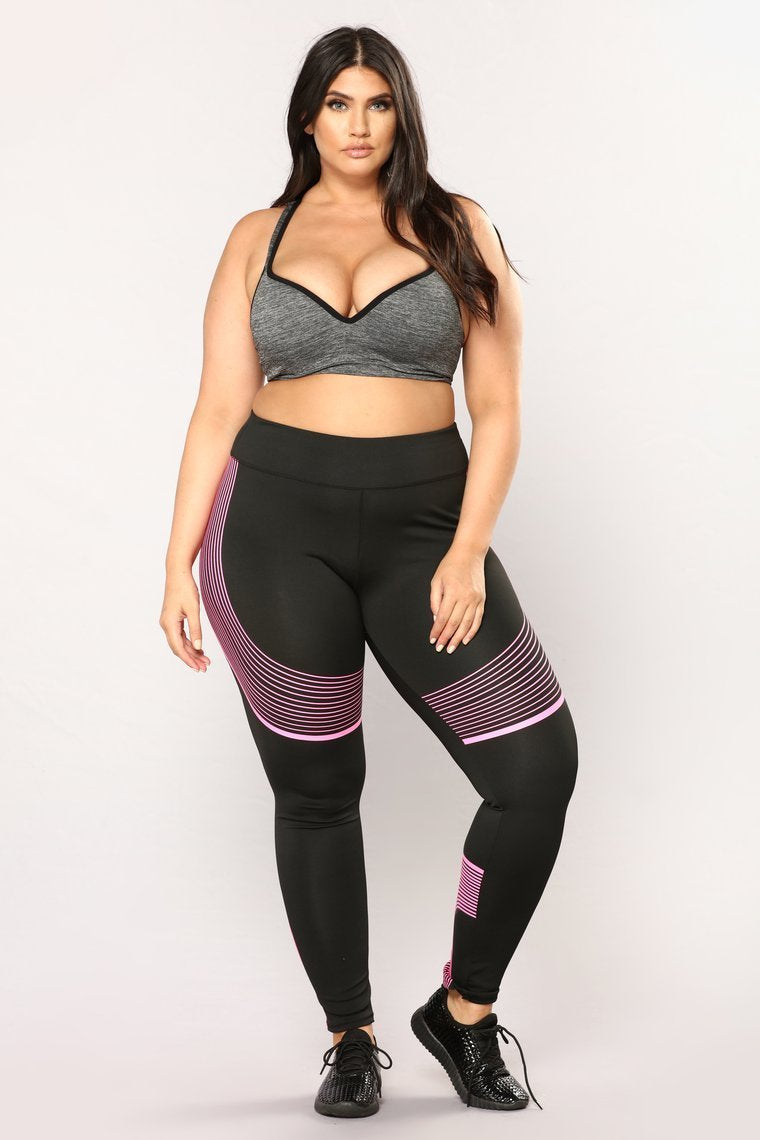 Run Hard Active Leggings - Black/Pink