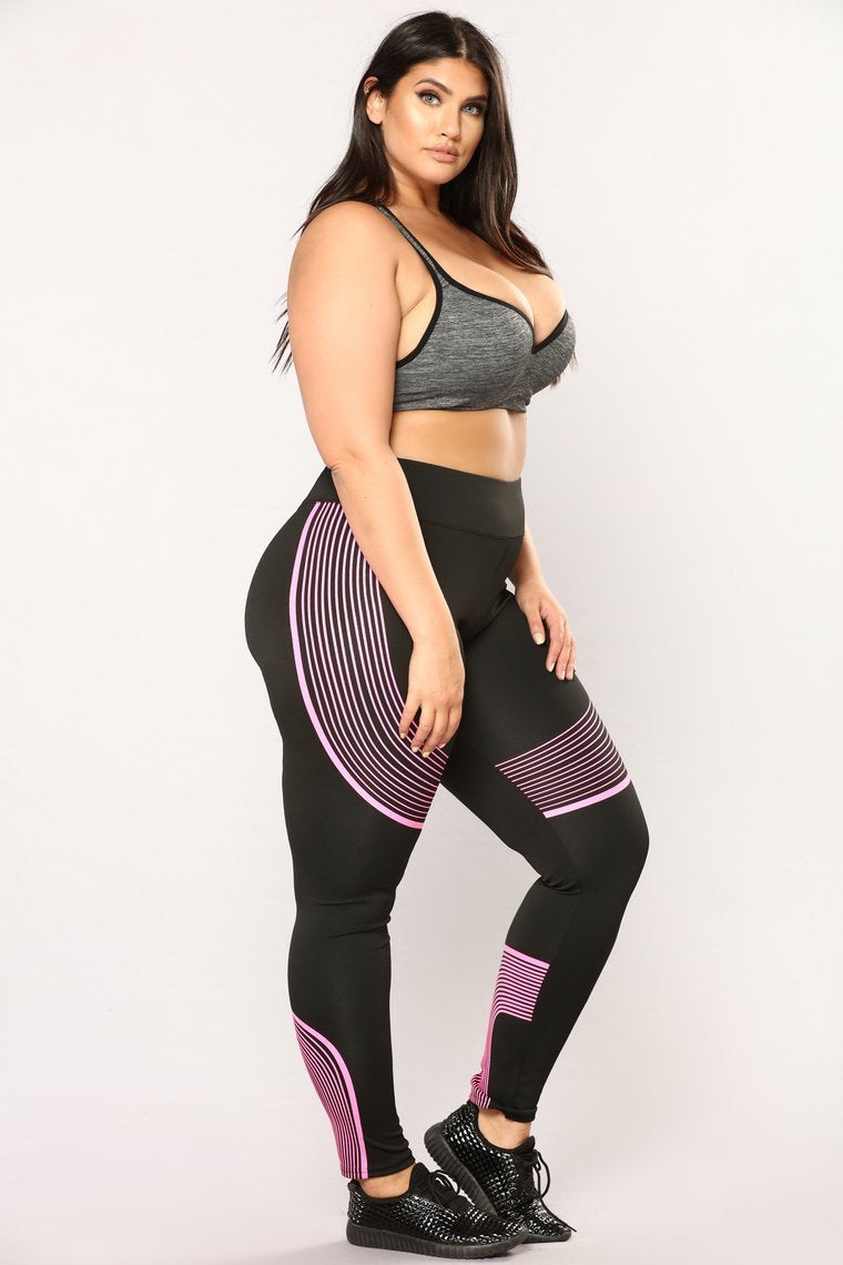 Run Hard Active Leggings - Black/Pink
