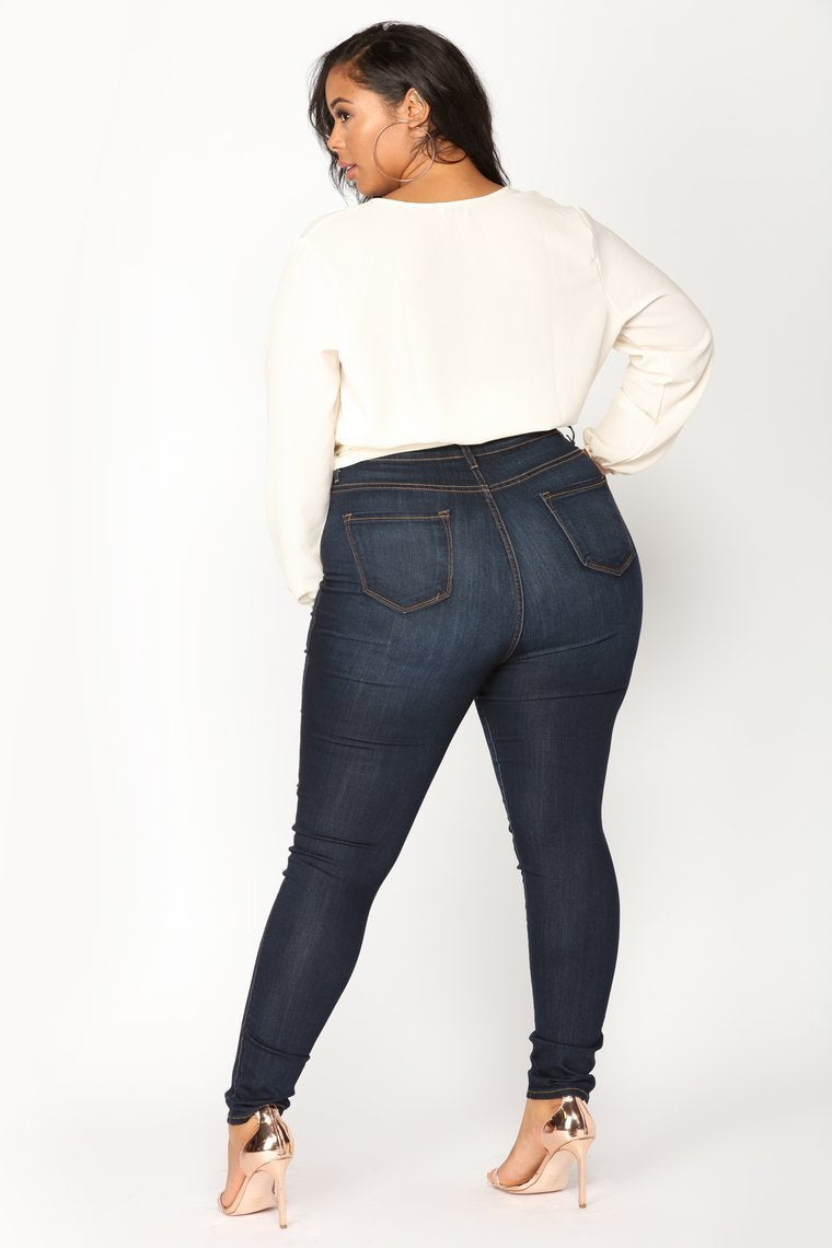 Classic High Waist Skinny Jeans - Dark