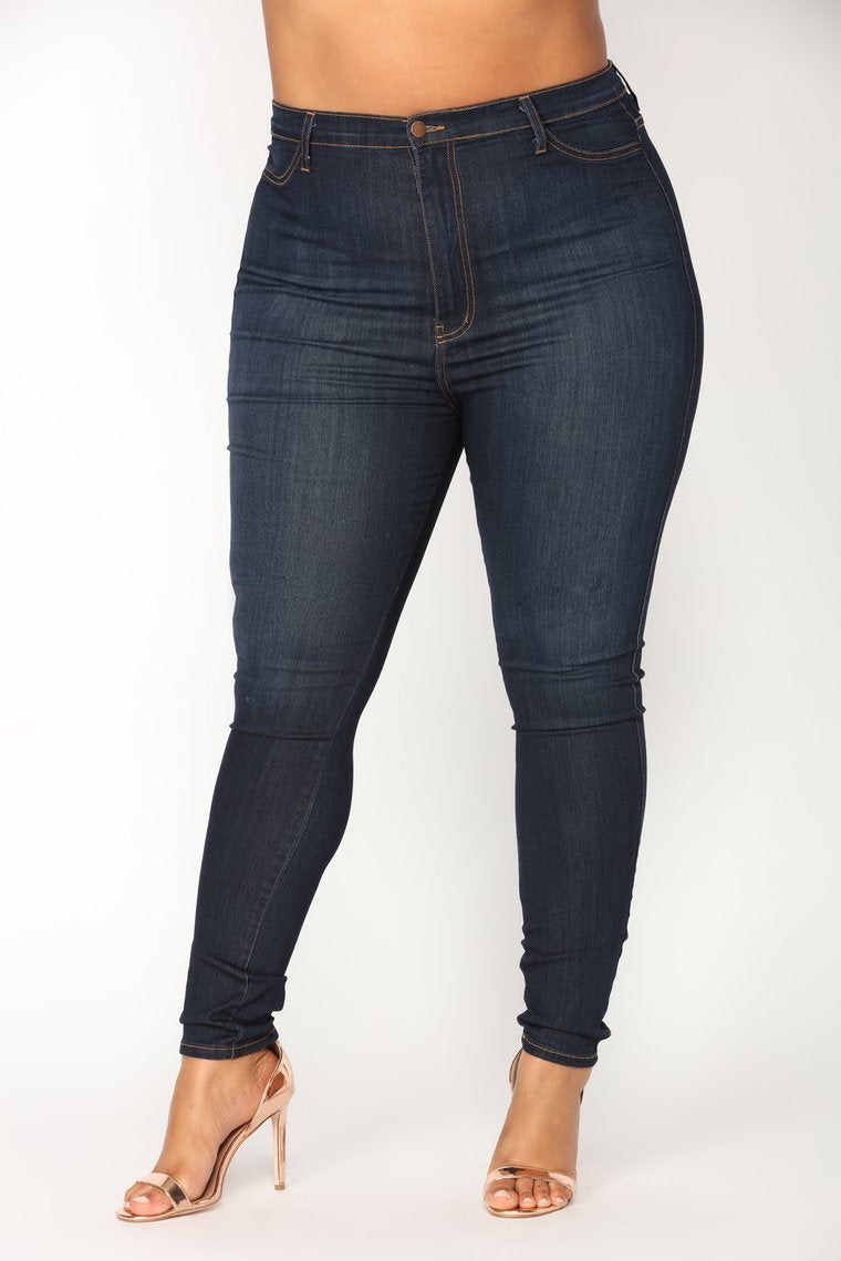 Classic High Waist Skinny Jeans - Dark