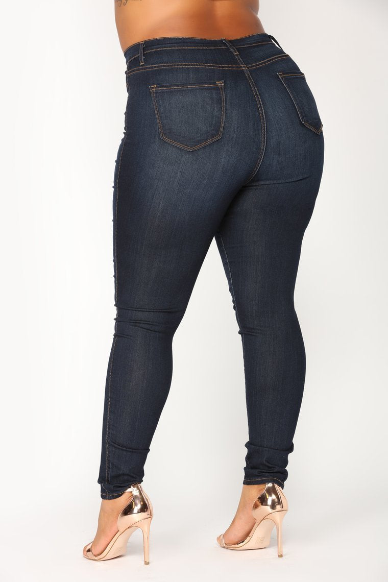 Classic High Waist Skinny Jeans - Dark
