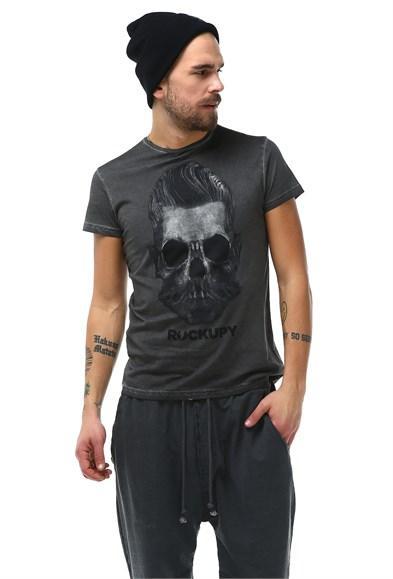 Erkek Kuru Kafa Detaylı Dijital Baskılı T-Shirt