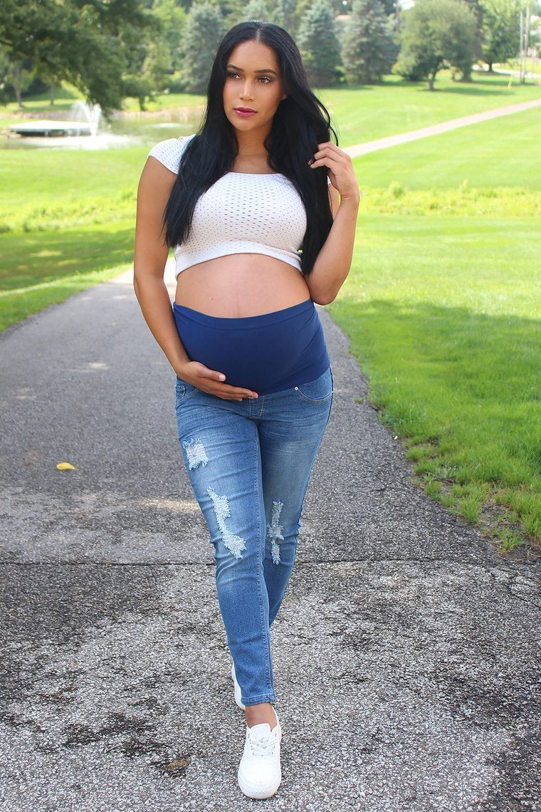 You Got This Maternity Skinny Jeans - Medium Blue Wash